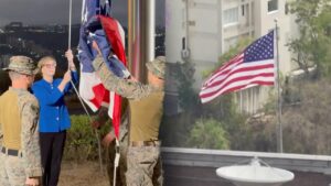 American flag raised, flies over US Embassy in Venezuela building for first time in 7 years American flag raised, flies over US Embassy in Venezuela building for first time in 7 years
