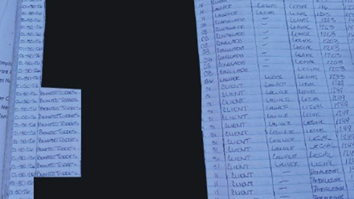 Log book with Benito Torres' name