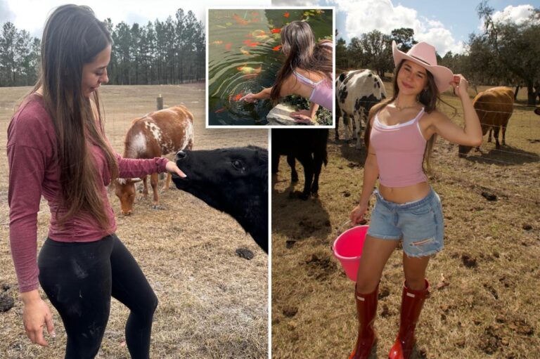 Exclusive | OnlyFans star Sophie Rain gets down and dirty on the farm — tending to her cows and goats