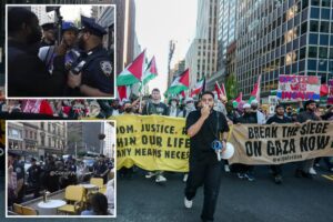 Protestors scream revolting anti-Israel slurs at diners outside NYC Jewish restaurant, call to ‘Bomb Israel’