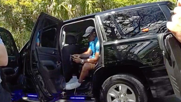 Deputies shatter Tiger Woods’ back windshield after he requests to keep prized possession, bodycam shows Deputies shatter Tiger Woods’ back windshield after he requests to keep prized possession, bodycam shows