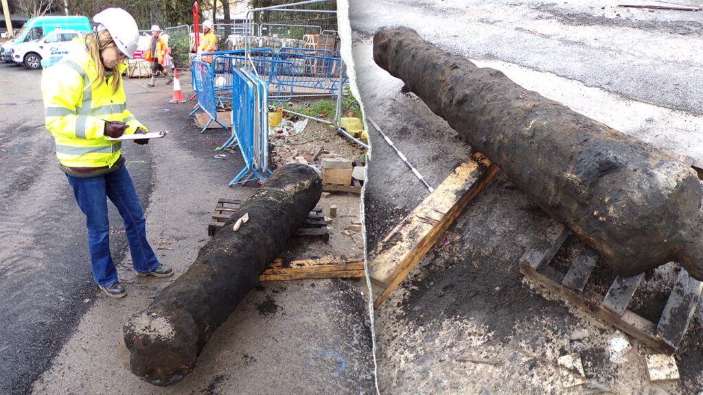 Construction crew unearths surprising 300-year-old cannon while digging in historic city Construction crew unearths surprising 300-year-old cannon while digging in historic city