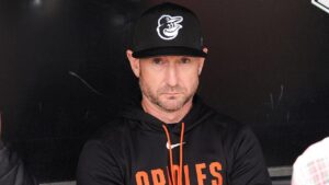 Orioles manager Craig Albernaz takes line drive to face in terrifying scene Orioles manager Craig Albernaz takes line drive to face in terrifying scene