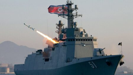 Kim Jong Un oversees cruise missile launches from prized new North Korean warship
