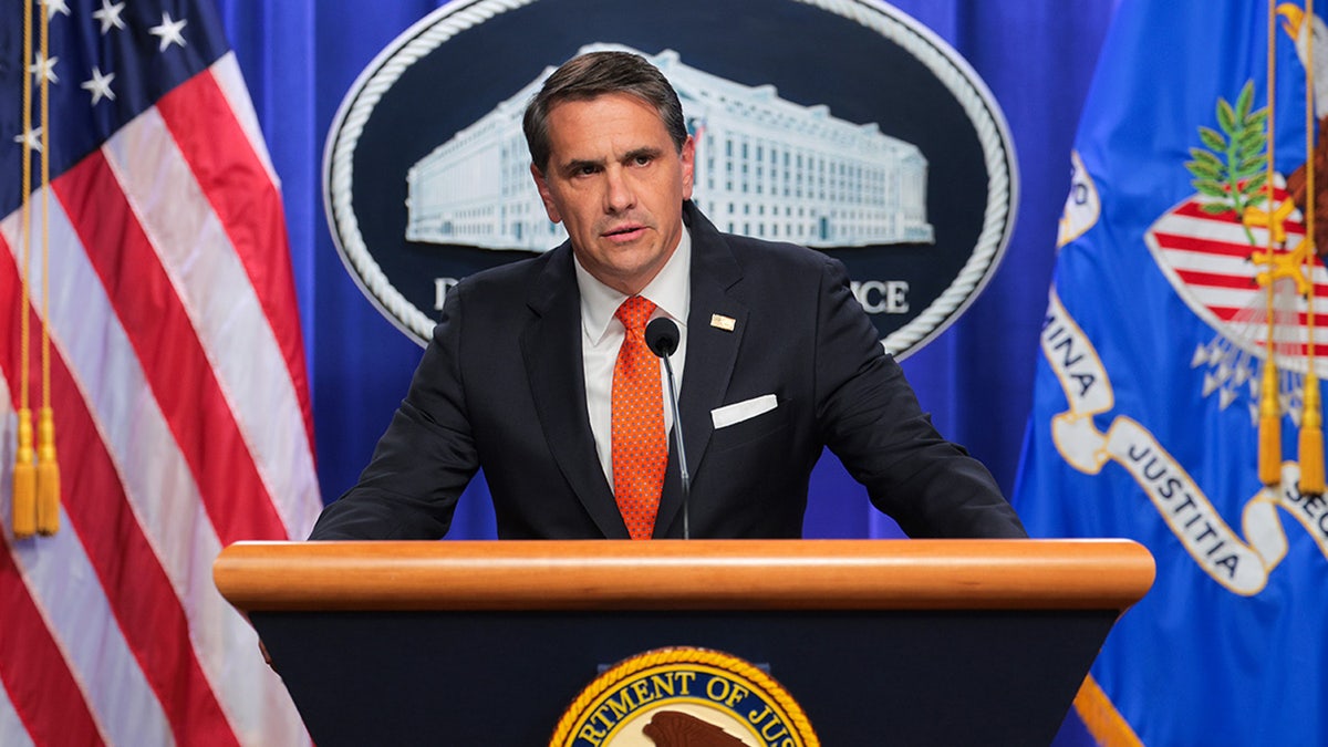 Acting Attorney General Todd Blanche speaking at a news conference in Washington, D.C.