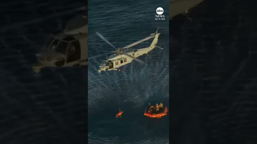 Artemis II astronauts get hoisted up by Navy helicopters after exiting Orion capsule