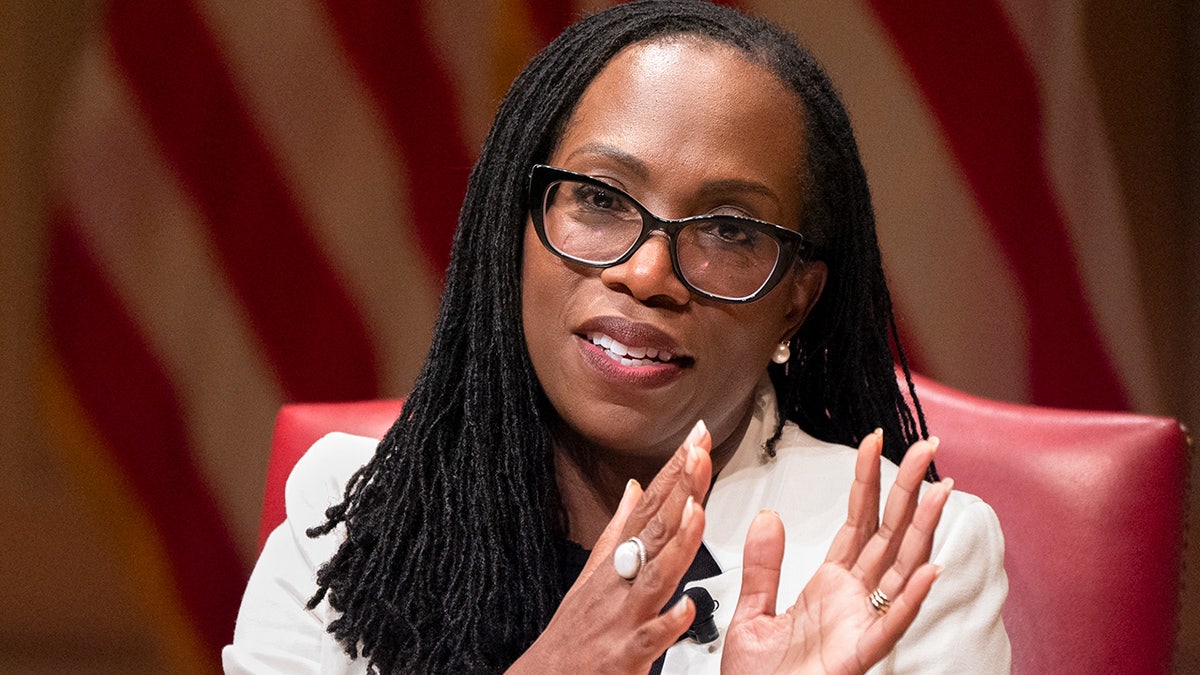 Supreme Court Justice Ketanji Brown Jackson speaking at the Library of Congress in Washington, D.C.