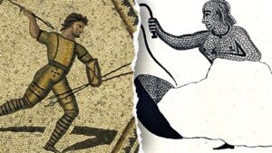 Rare Roman mosaic shows woman battling wild animals in the arena, researcher says
