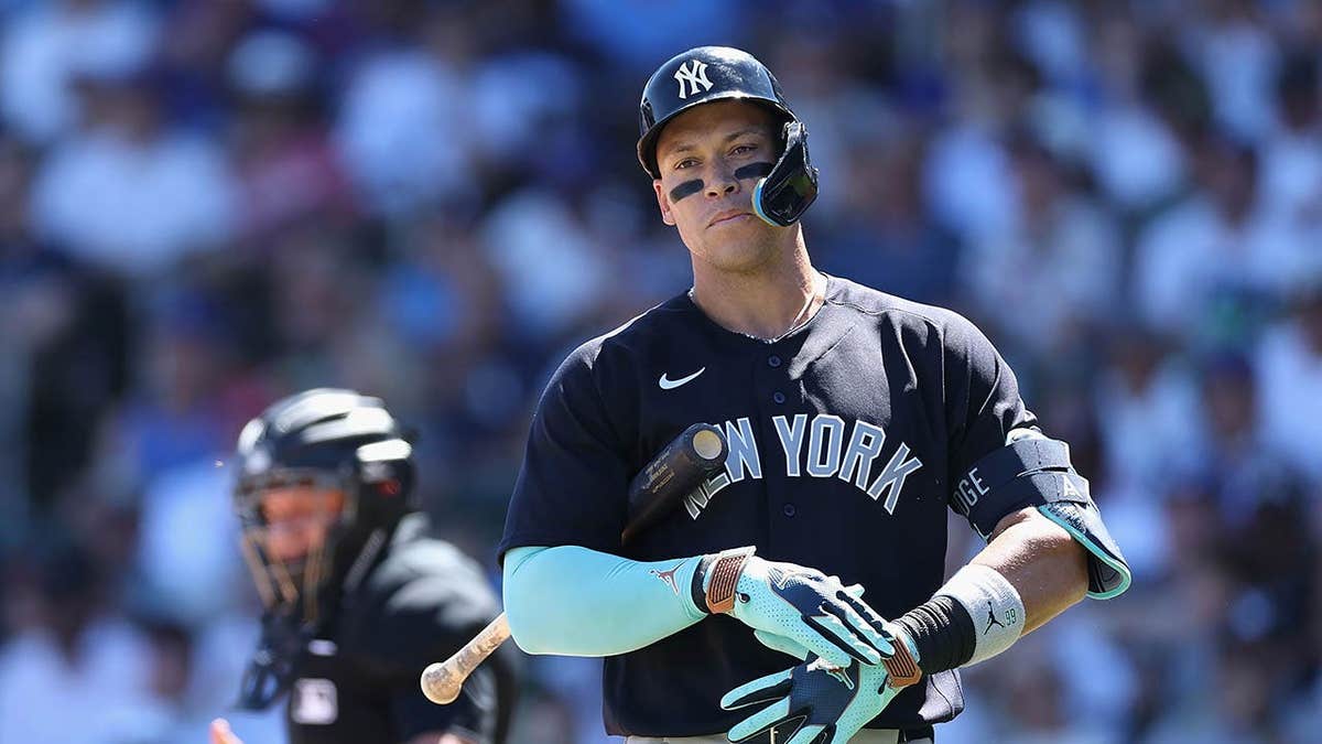 Aaron Judge batting for the New York Yankees at Sloan Park in Mesa, Arizona.