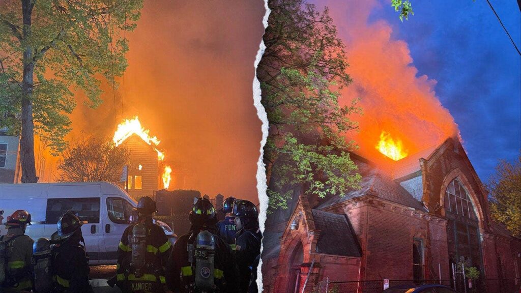 Historic NYC church engulfed in 5-alarm blaze as 6 firefighters injured battling stubborn flames