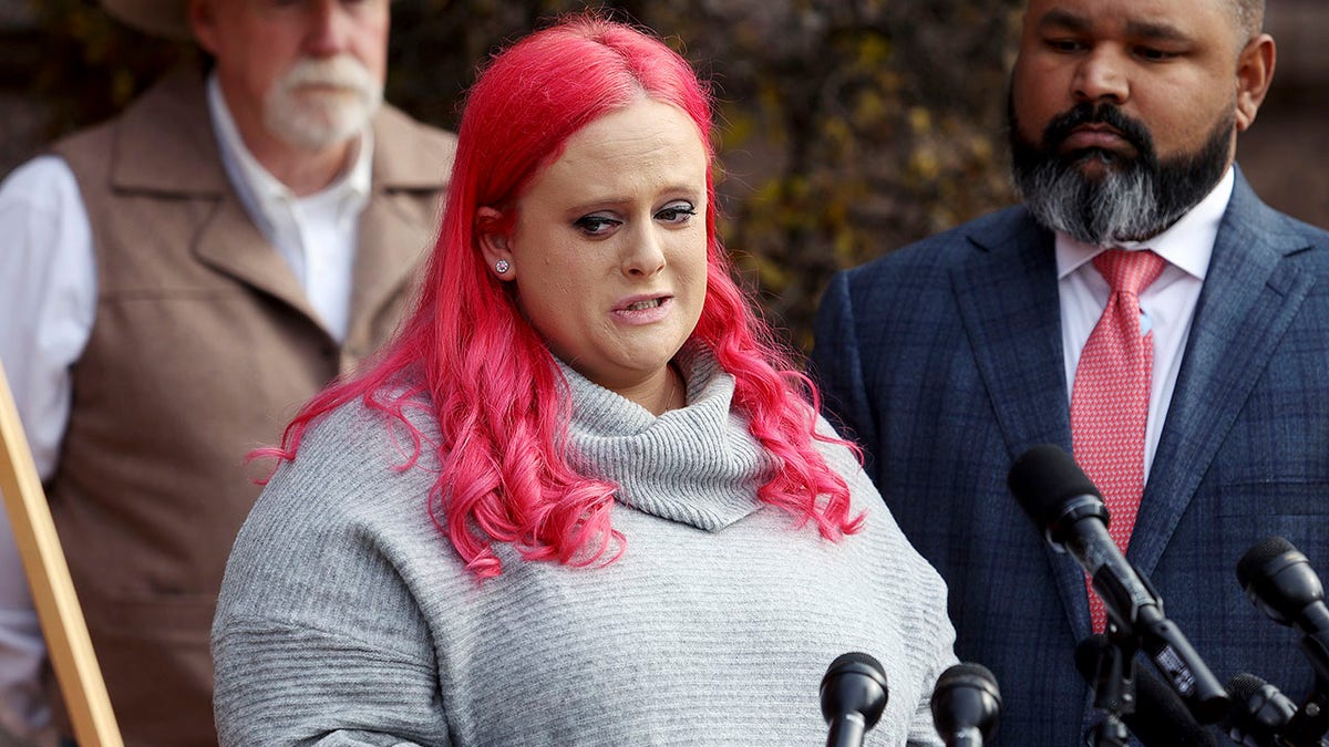 Maitlyn Gandy speaking at Wise County Courthouse in Decatur Texas