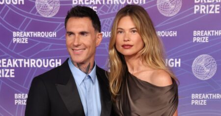 Adam Levine and Behati Prinsloo Cuddle Close at 2026 Breakthrough Prize Ceremony Red Carpet