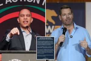 Hakeem Jeffries slammed for demanding Eric Swalwell drop out of Calif. gov race – but not resign from Congress