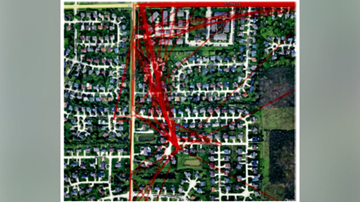 a GPS grid showing the routes of their victims