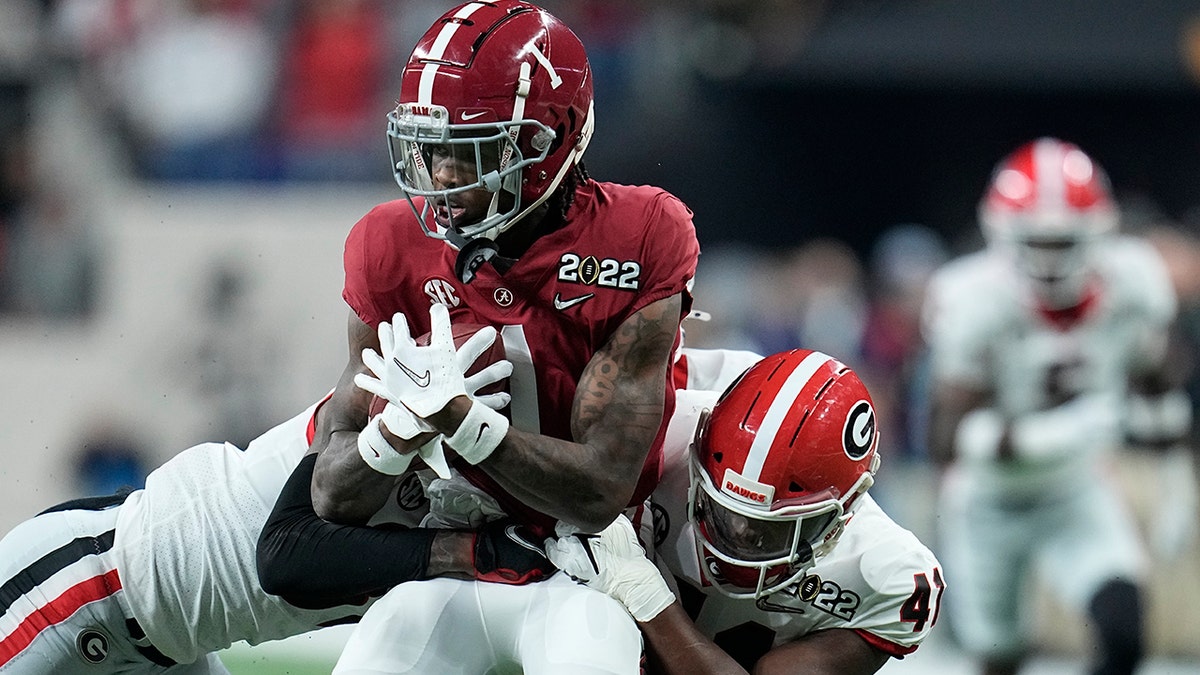 Alabama's Jameson Williams stopped during football game against Georgia