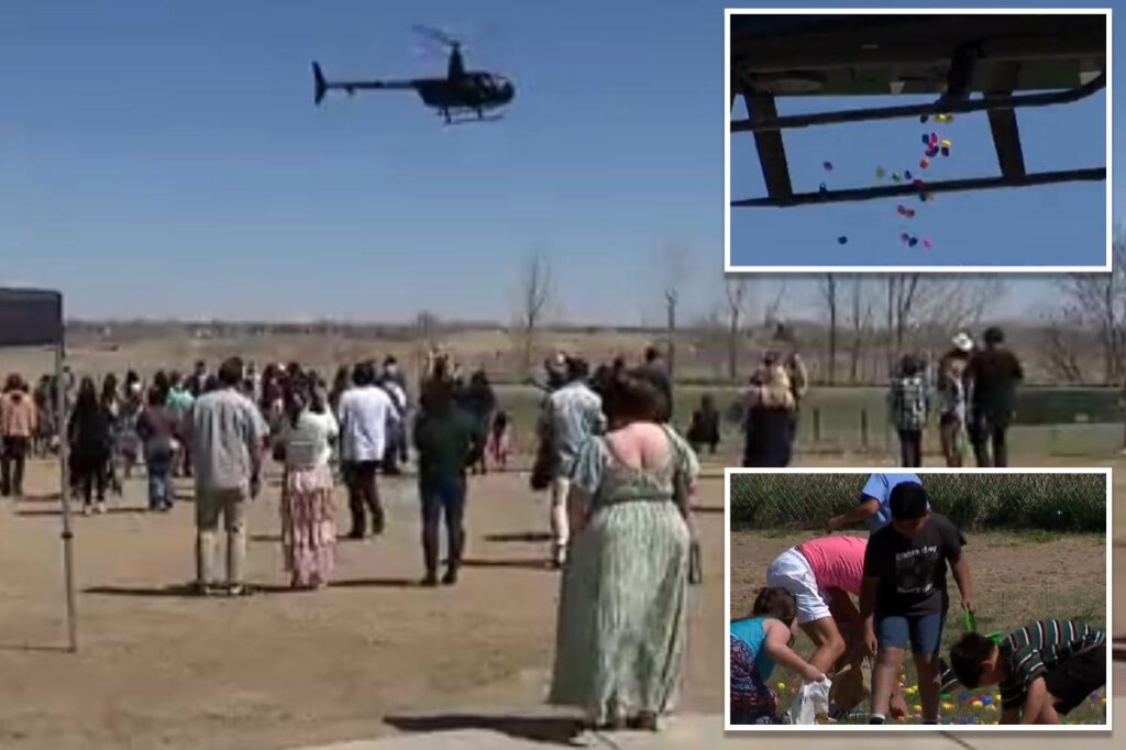 Helicopter releases thousands of colorful Easter eggs for Colorado church hunt