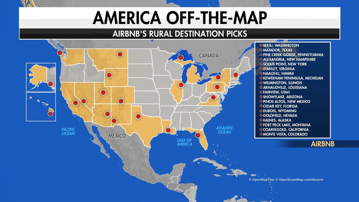Map of United States showing lesser-known travel destinations