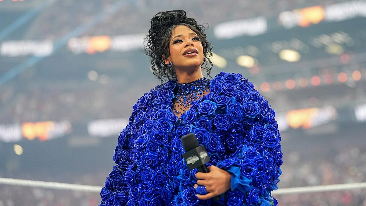 Bianca Belair making her entrance at WrestleMania 42 in Allegiant Stadium Las Vegas