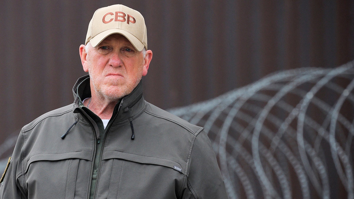 White House border czar Tom Homan speaking at press conference by border wall between San Diego and Tijuana