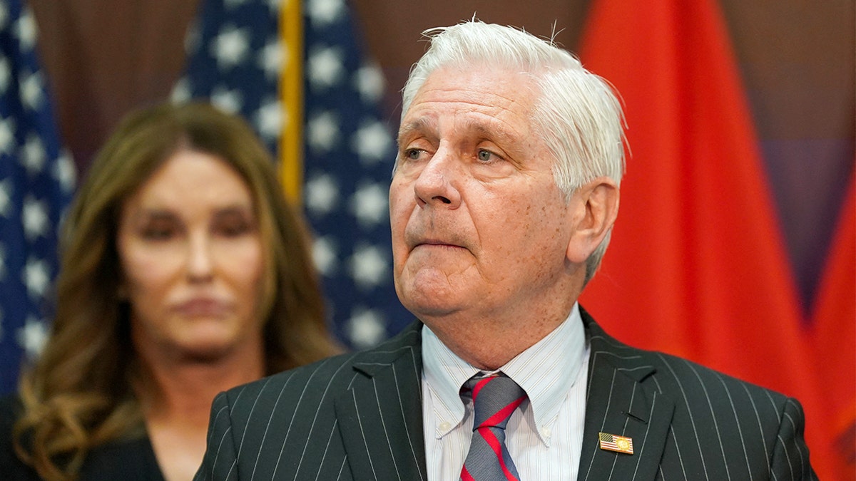 Nassau County Executive Bruce Blakeman speaking at a podium during a press event