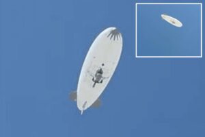 Huge blank white airship sparks alarm over remote town