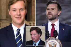 Tucker Carlson’s son exits JD Vance’s press team amid escalating feud between dad, Trump