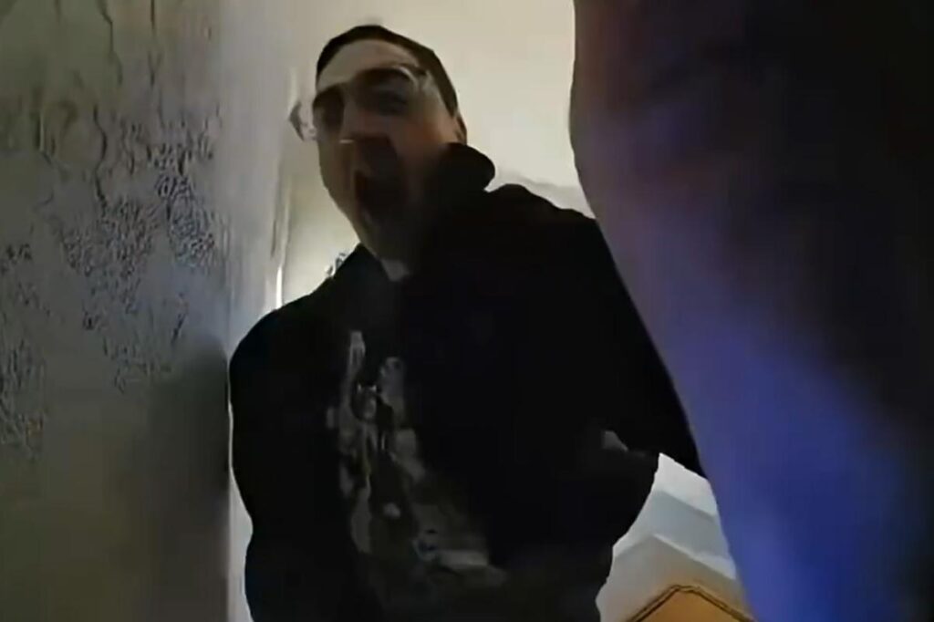 Terrifying video shows standoff between female homeowner and creep who broke into her house
