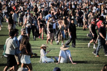 Scantily-clad festivalgoers stuck in Coachella hell in desert heat Scantily-clad festivalgoers stuck in Coachella hell in desert heat