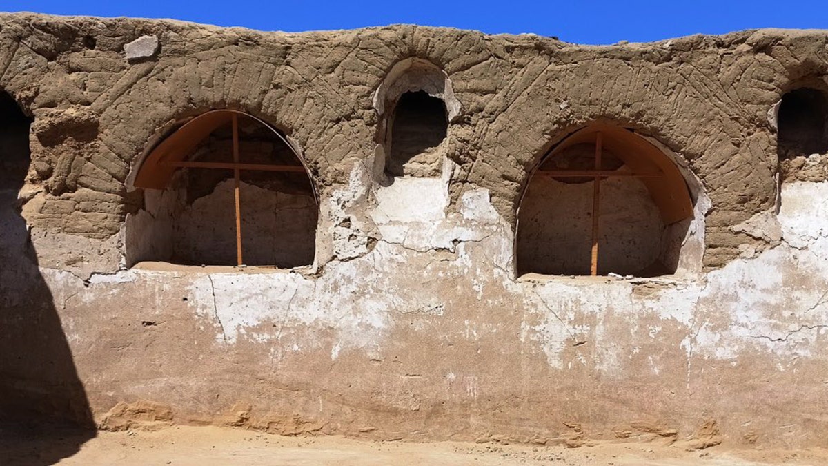 View of ruined windows at excavation site