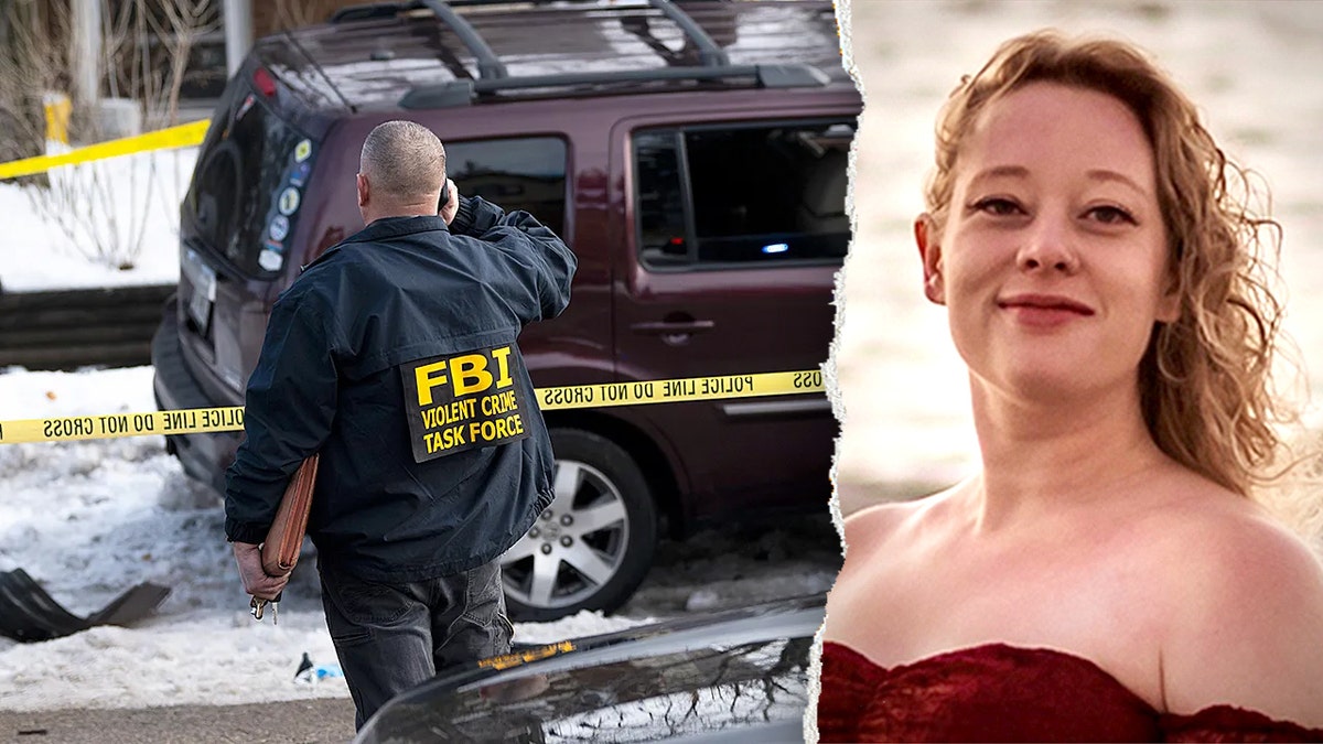 Split image of an FBI agent and Renee Good.