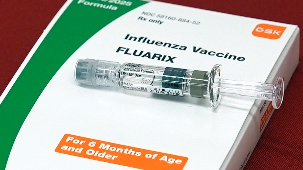 Flu vaccine displayed on pharmacy shelf in New York