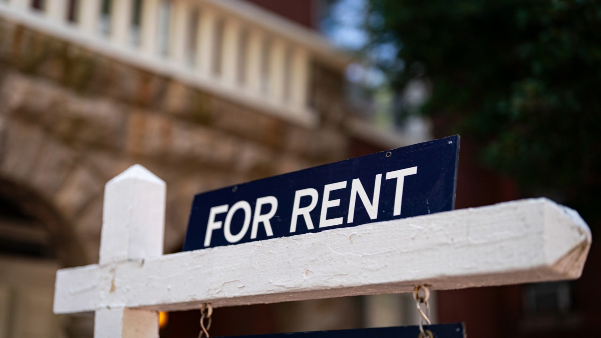 A for rent sign in front of a building in the Capitol Hill neighborhood of Washington, D.C.