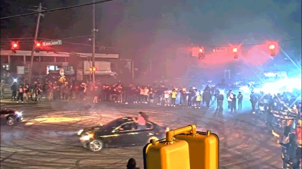 WATCH: Illegal street racing ‘takeover’ explodes as hundreds swarm streets and suspects bolt