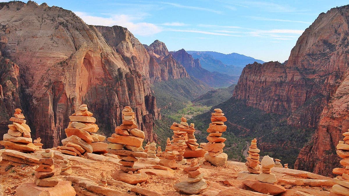 Angels Landing rock formation in Zion National Park Utah