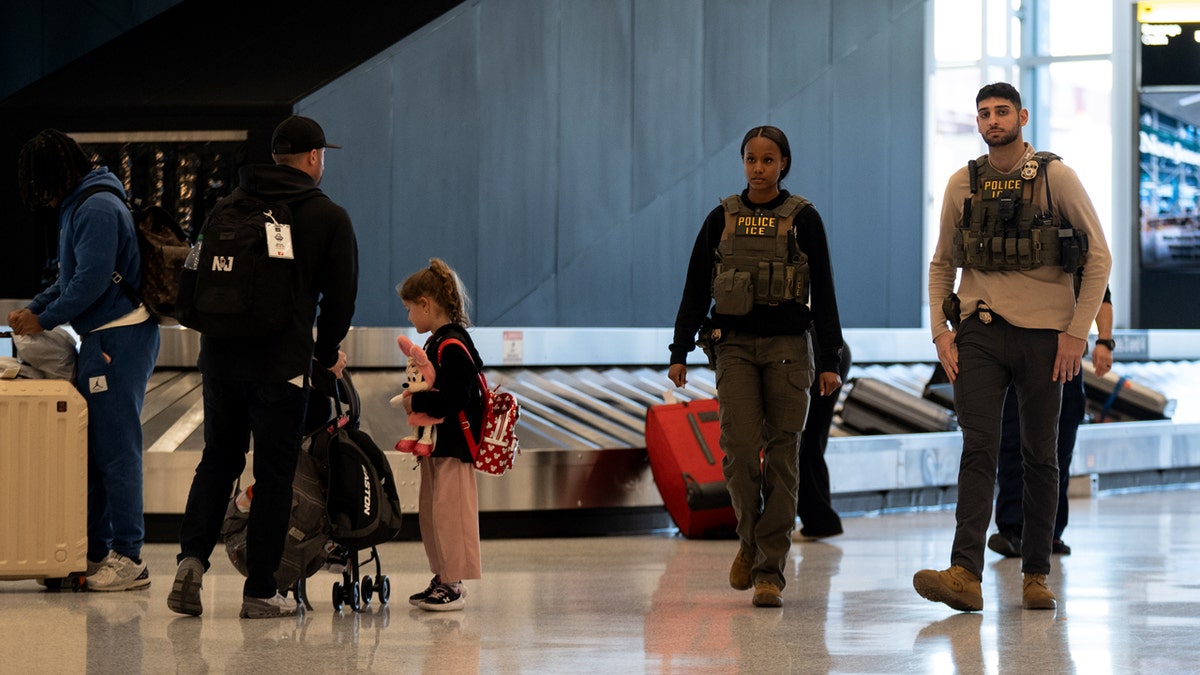 Immigration and Customs Enforcement agents patrolling Terminal A at Newark Liberty International Airport