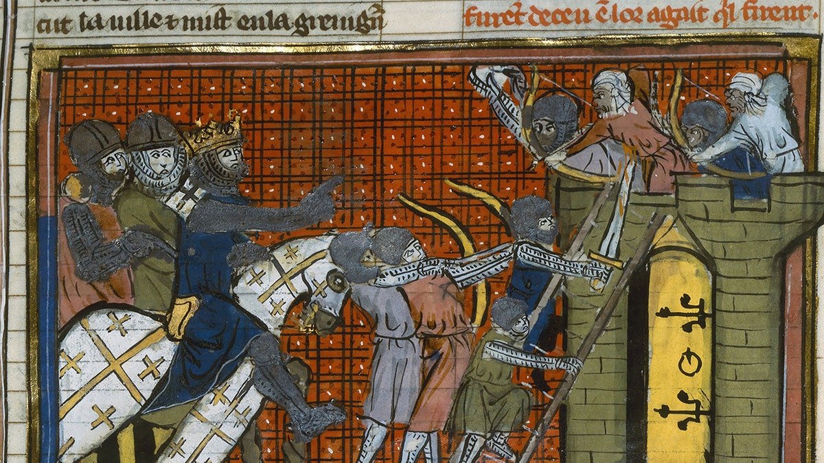 Medieval depiction of the Crusades fighters in Turkey