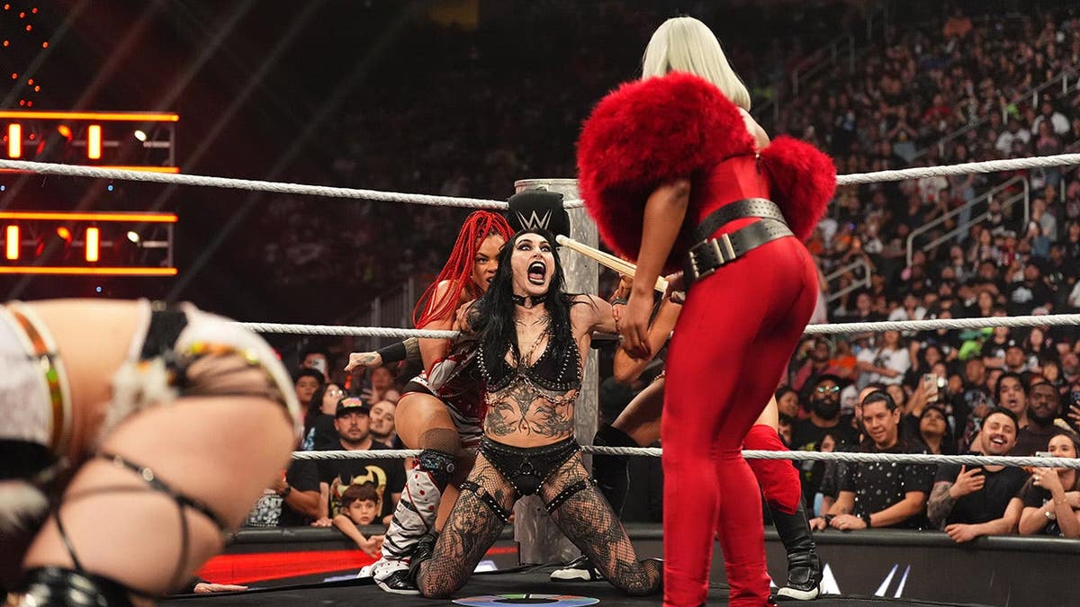 Jade Cargil in action against Rhea Ripley during Monday Night RAW at Toyota Center in Houston