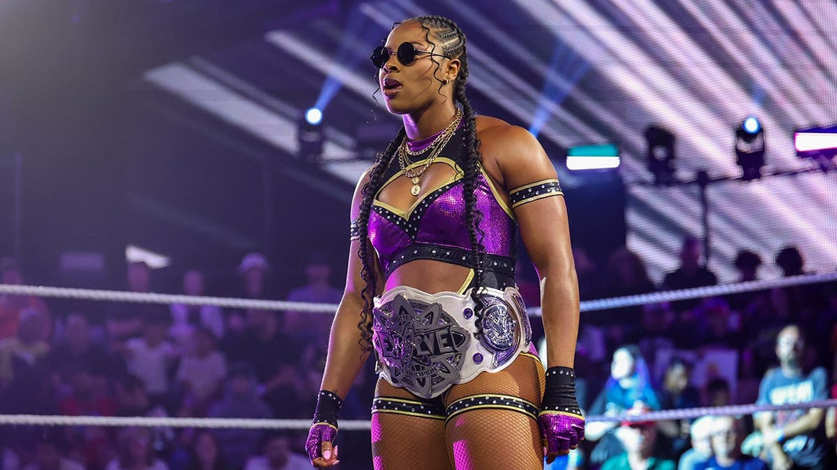 Kali Armstrong entering the wrestling ring at WWE Performance Center in Orlando Florida