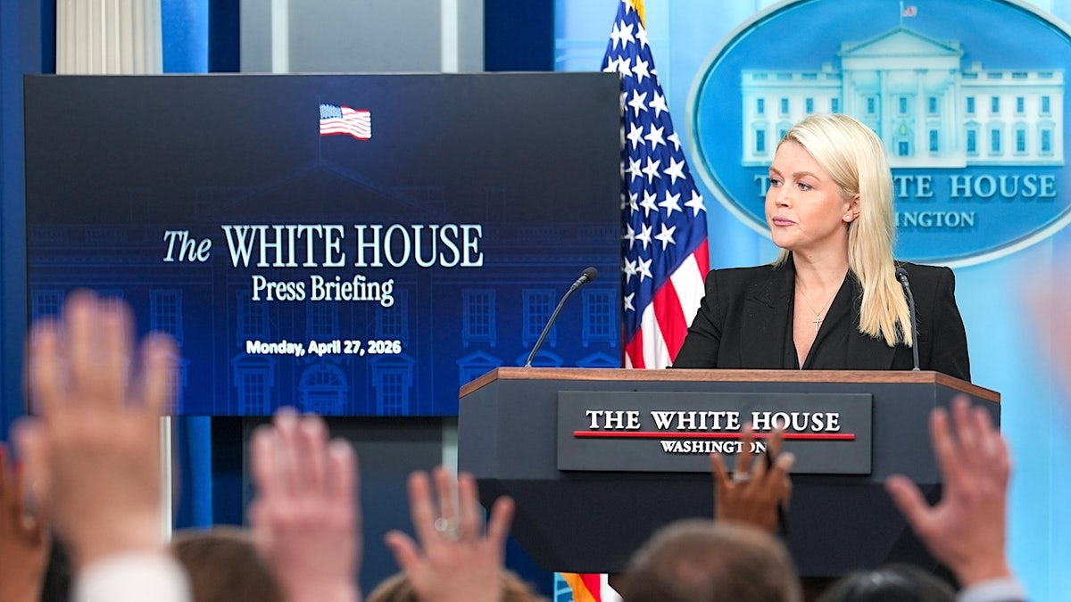 White House Press Secretary Karoline Leavitt speaking during a press briefing in the Brady Press Briefing Room