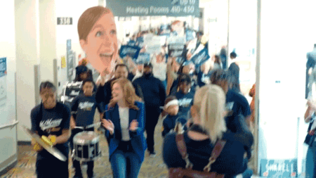 Dem Senate candidate ripped for Kamala Harris-style marching band theatrics at convention