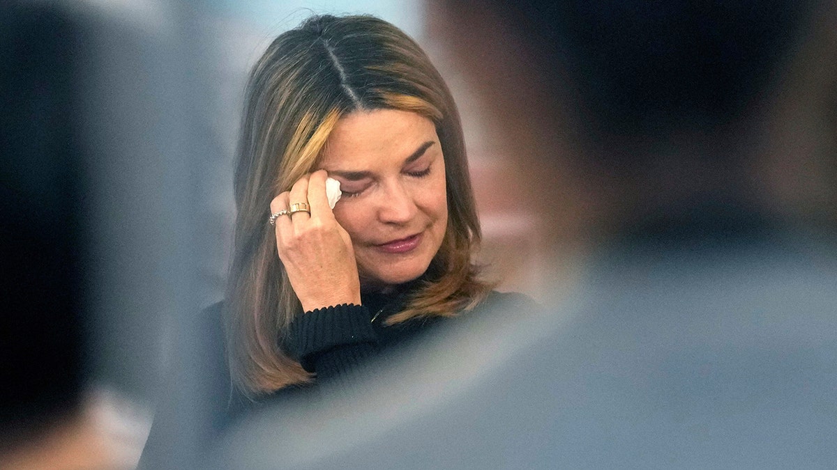 Savannah Guthrie standing on the Today show set at Rockefeller Plaza in New York