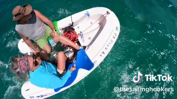 Two people on a boat