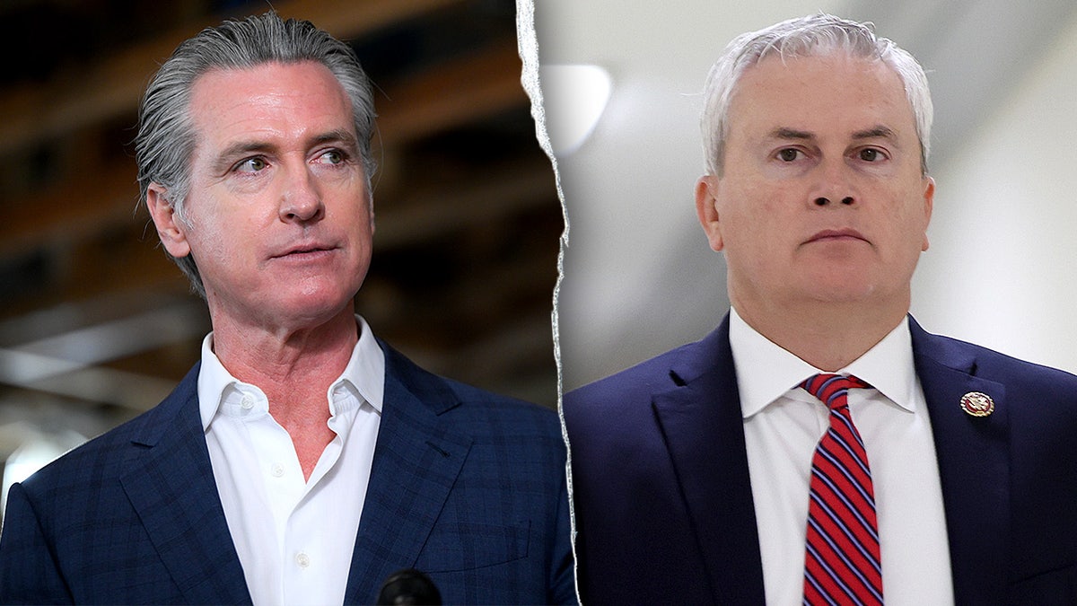 House Oversight Chairman James Comer and Gov. Gavin Newsom in split image