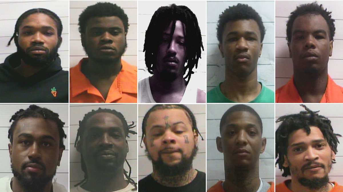 Mugshots of Dkenan Dennis, Gary C Price, Robert Moody, Kendell Myles, Corey E Boyd, Lenton Vanburen Jr, Jermaine Donald, Antonine T Massey, Derrick D Groves, and Leo Tate Sr.