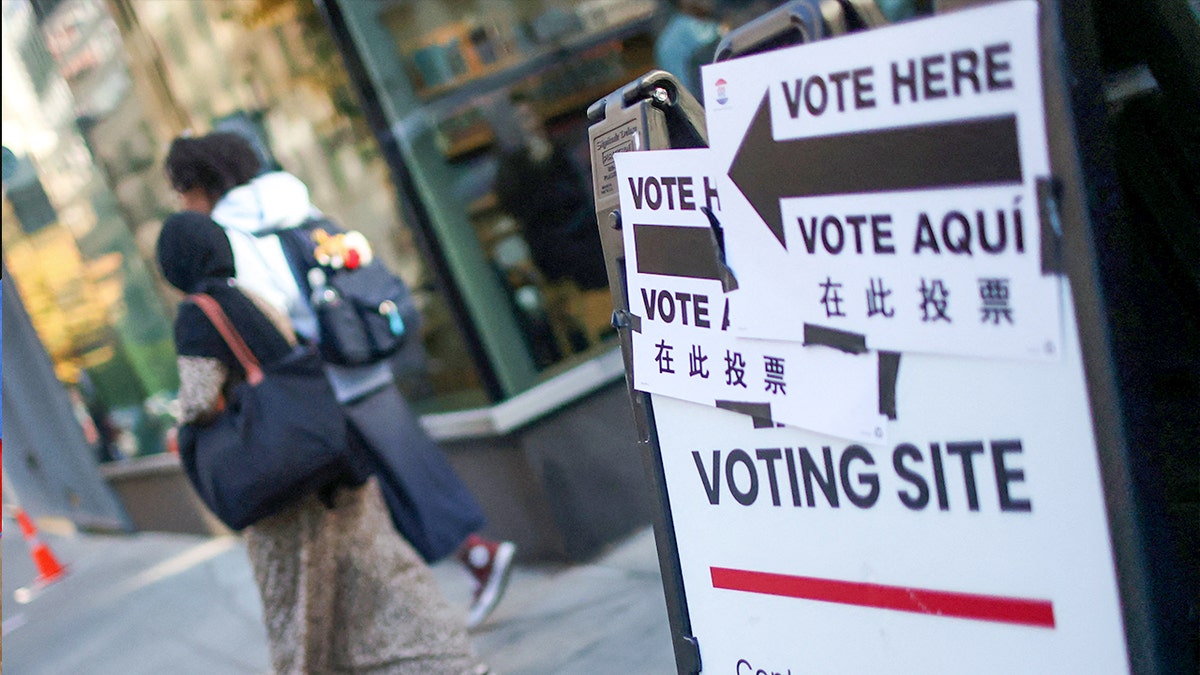 People walking towards a polling site in Manhattan, New York City