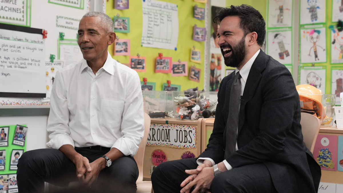 NYC Mayor Zohran Mamdani and former President Barack Obama talk to kids
