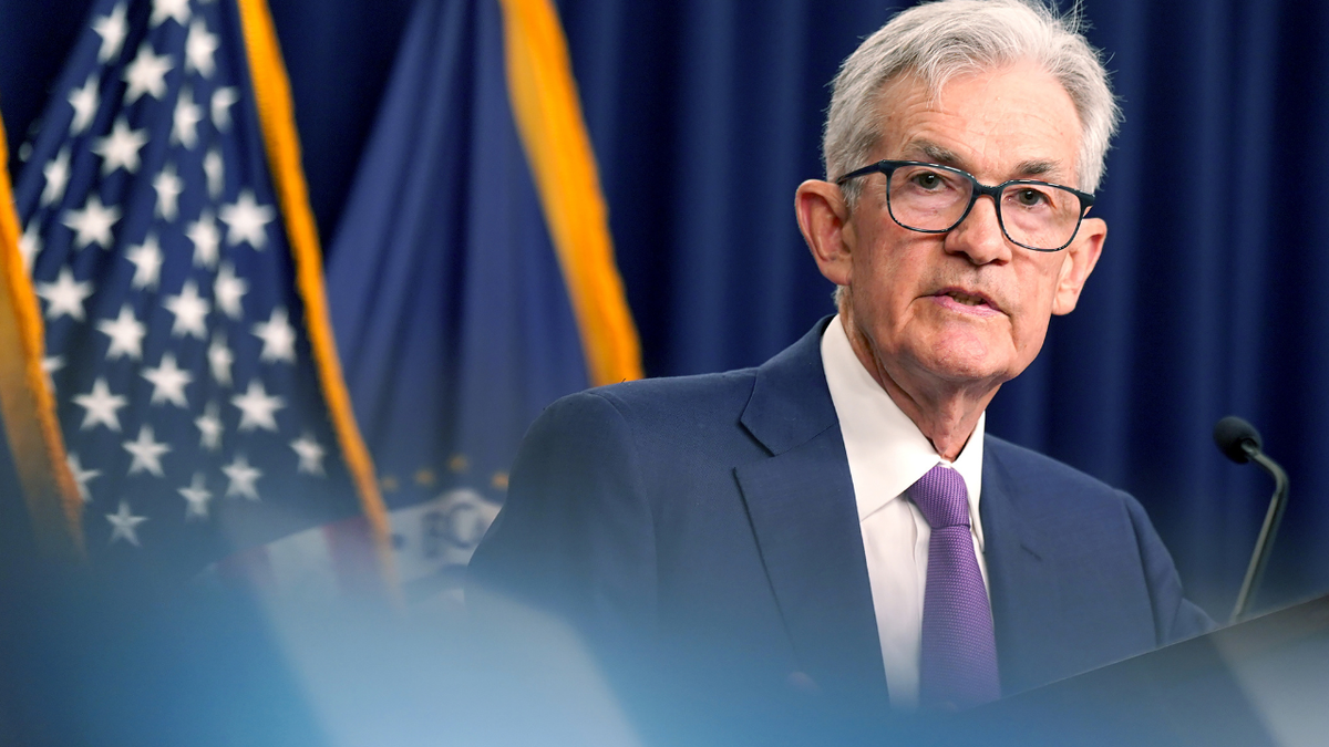 Chairman of the U.S. Federal Reserve Jerome Powell is seen speaking to reporters.