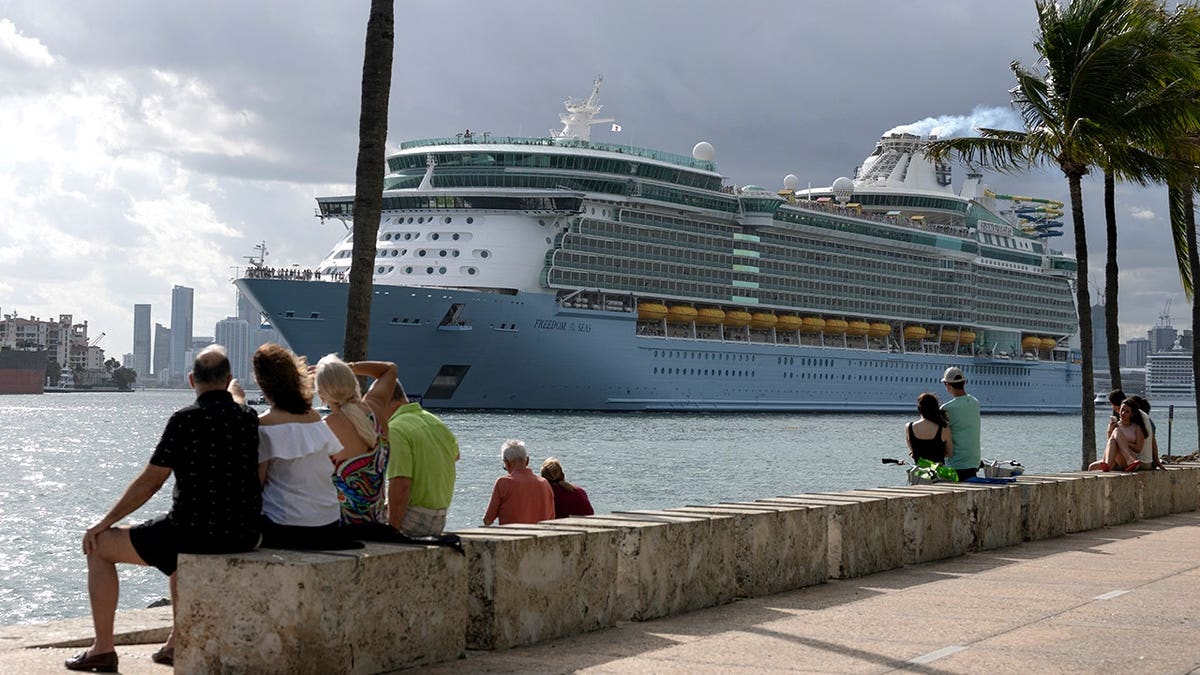 The Royal Caribbean Freedom of the Seas cruise ship sailing from PortMiami.