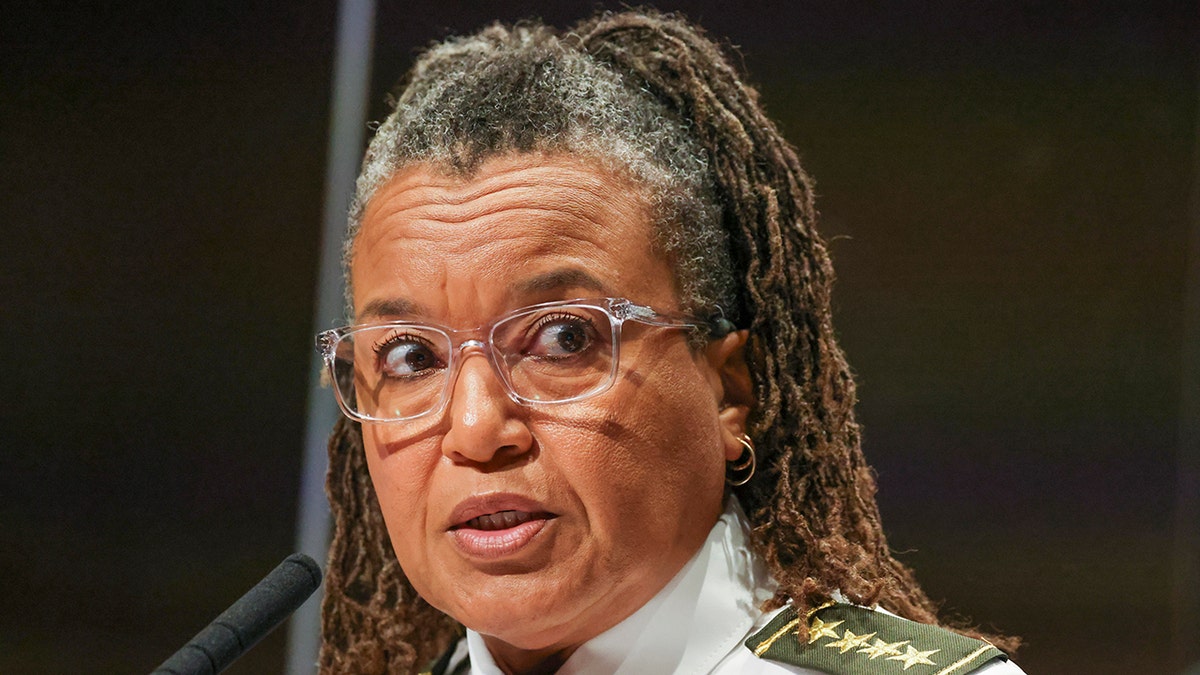 Sheriff Susan Hutson speaking at a City Council meeting in New Orleans City Hall