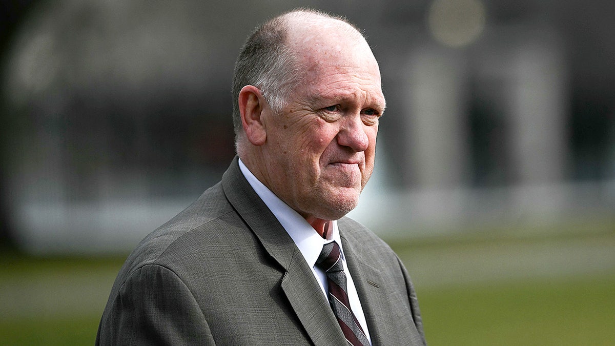Tom Homan speaking to reporters outside the West Wing of the White House in Washington, D.C.